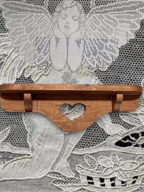 Vintage Cottagecore Wooden Heart Shelf